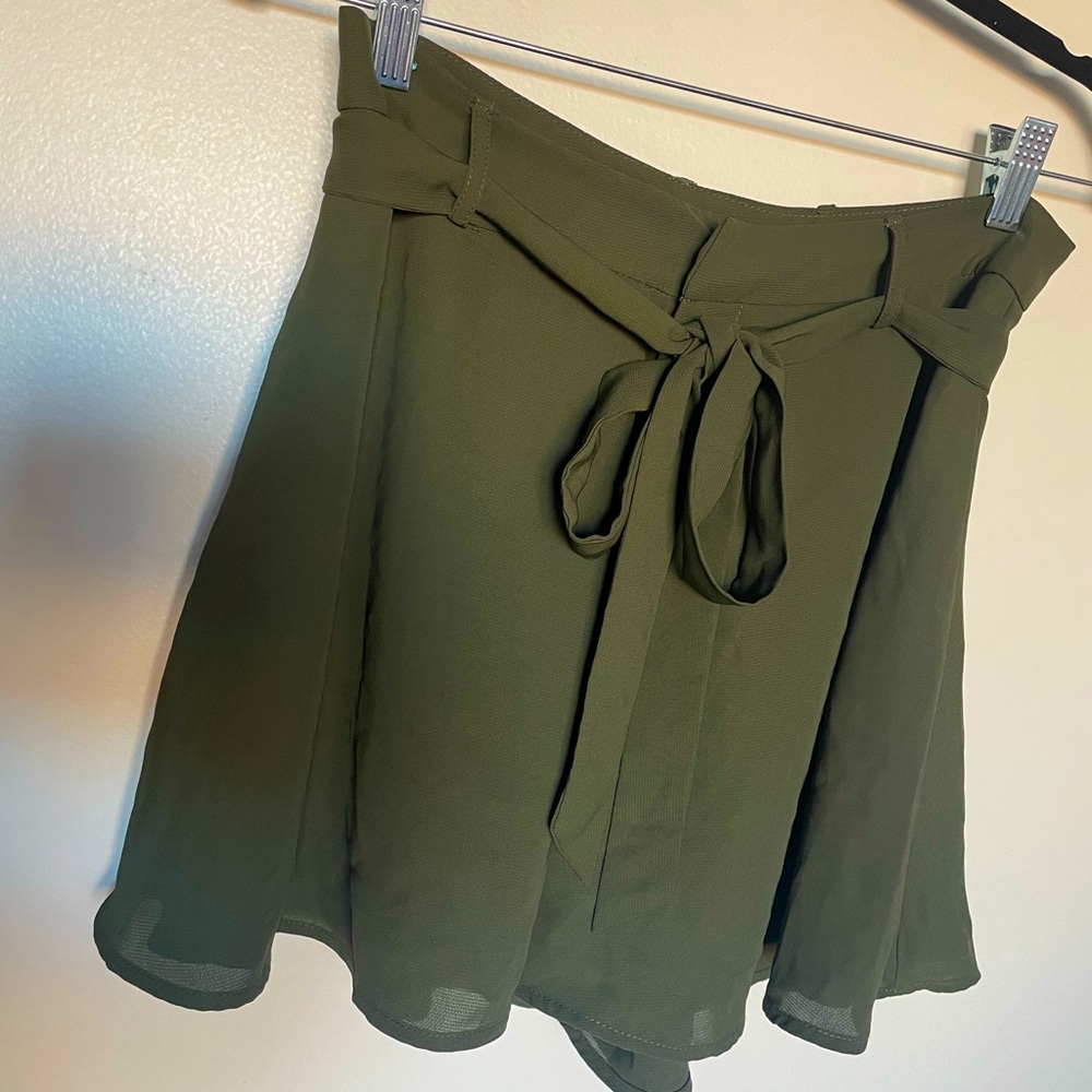 Olive Green Women's Tie Shorts